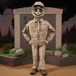 Tan Graveyard mascot costume character dressed with a Windbreaker and Cufflinks