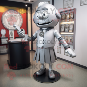 Silver Attorney mascot costume character dressed with a Shift Dress and Cufflinks