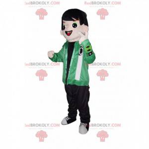 Stilfull ung pojke för maskot med en grön jacka - Redbrokoly.com