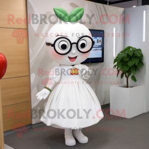 Vit Apple maskot kostym...