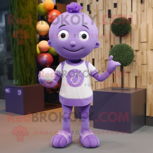 Lavender Juggle mascot costume character dressed with a T-Shirt and Necklaces
