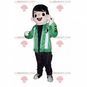 Mascot stylish young boy with a green jacket - Redbrokoly.com