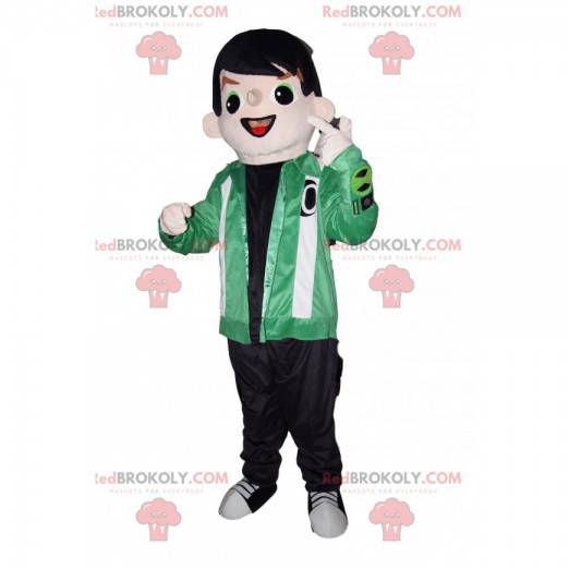 Maskotka stylowy młody chłopak z zieloną kurtką - Redbrokoly.com
