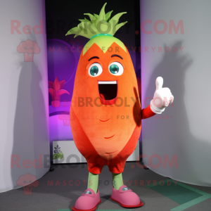 Rust Radish mascot costume character dressed with a Capri Pants and Hair clips