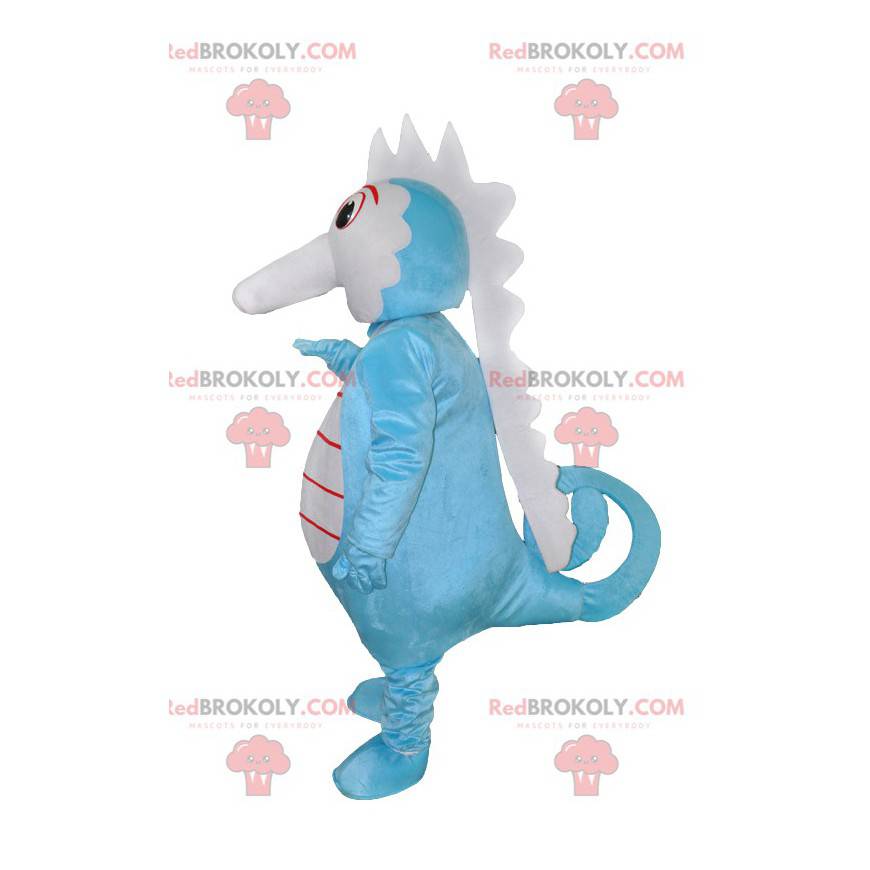 Legrační maskot modrý a bílý mořský koník - Redbrokoly.com Legrační maskot modrý a bílý mořský koník - Redbrokoly.com