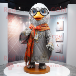 Silver Mandarin mascot costume character dressed with a Jacket and Shawl pins