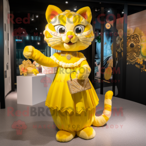 Yellow Cat maskot drakt...