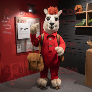 Rød lama maskot kostume...