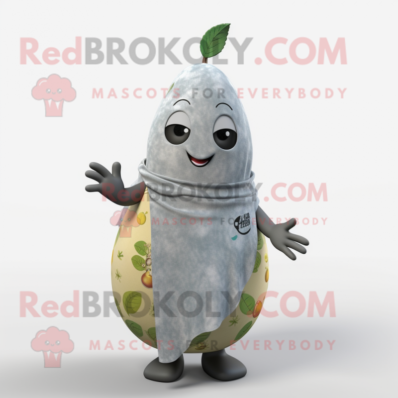 Gray Pear mascot costume character dressed with a One-Piece Swimsuit and Scarves Gray Pear mascot costume character dressed with a One-Piece Swimsuit and Scarves