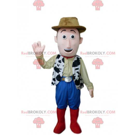Lachende cowboymascotte met een bruine hoed - Redbrokoly.com