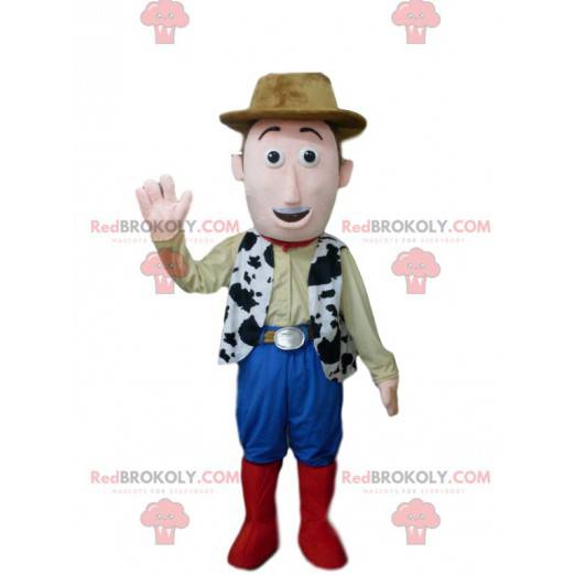 Smilende cowboy maskot med en brun hat - Redbrokoly.com