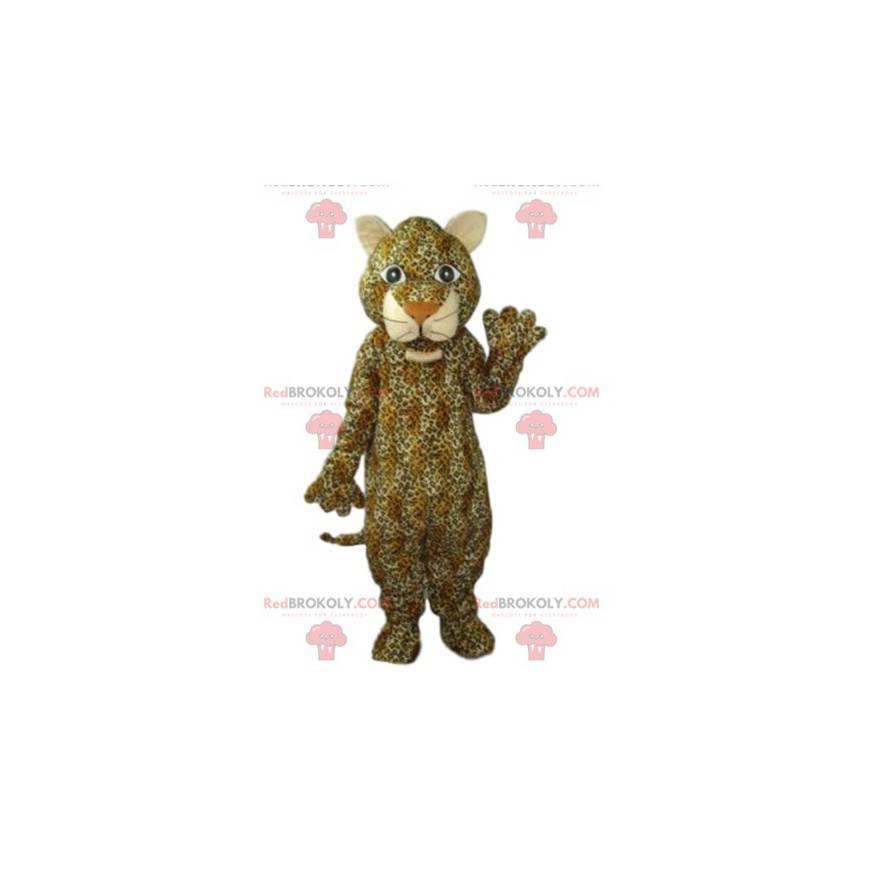 Mascotte leopardo con un grande sorriso - Redbrokoly.com