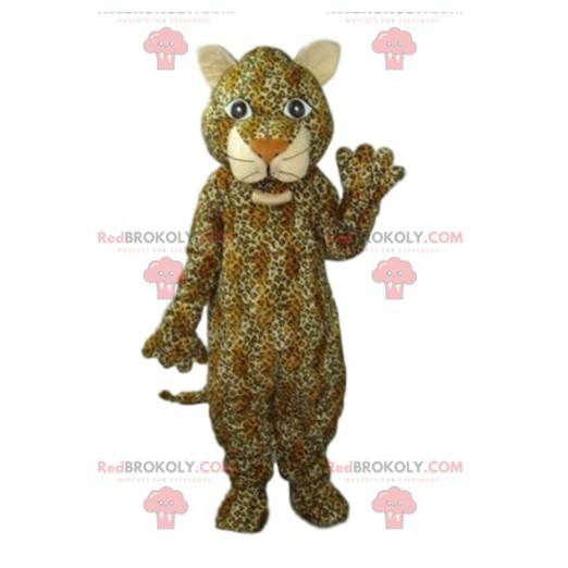 Mascotte de léopard avec un grand sourire - Redbrokoly.com