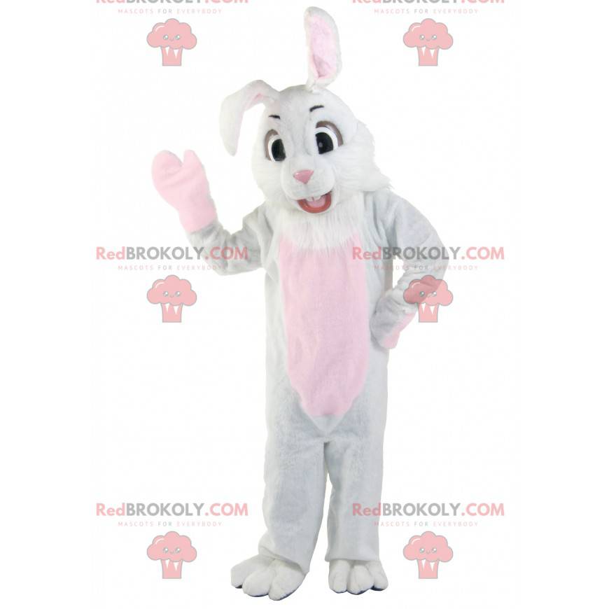 Beautiful white and pink rabbit mascot - Redbrokoly.com
