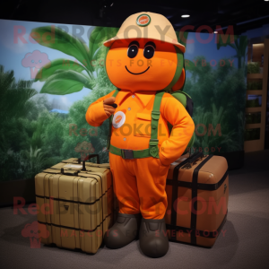 Orange Plum mascot costume character dressed with a Cargo Pants and Briefcases