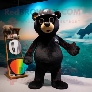 Black Bear mascot costume character dressed with a Bikini and Beanies