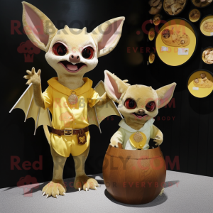 Gold Fruit Bat maskot drakt...