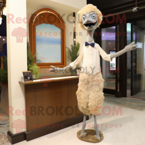 Beige struds maskot kostume...