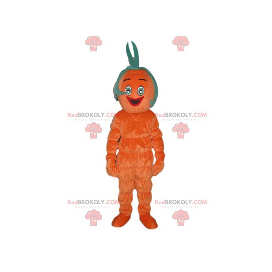 Usmíval se oranžový maskot sněhuláka s bizarně zelenými vlasy - Usmíval se oranžový maskot sněhuláka s bizarně zelenými vlasy -