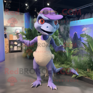 Lavender Dimorphodon mascot costume character dressed with a Shorts and Headbands