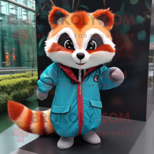 Cyan Red Panda mascotte...