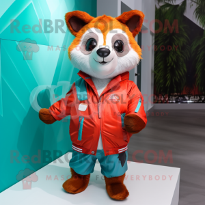 Cyan Red Panda mascotte...