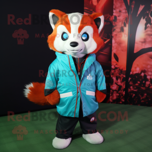 Cyan Red Panda mascotte...