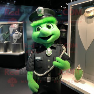 Grön polis maskot kostym...