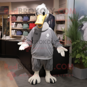 Gray Swans mascot costume character dressed with a Sweatshirt and Headbands