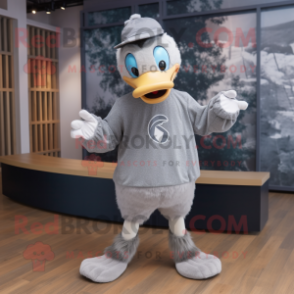 Gray Swans mascot costume character dressed with a Sweatshirt and Headbands