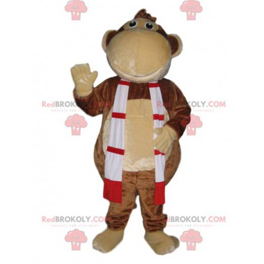 Funny monkey mascot with a red and green scarf - Redbrokoly.com
