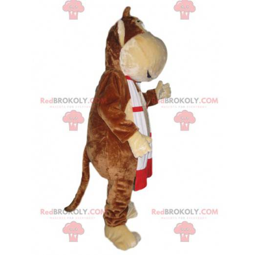 Funny monkey mascot with a red and green scarf - Redbrokoly.com