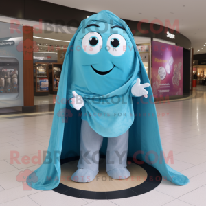 Turquoise Engagement Ring mascot costume character dressed with a Boyfriend Jeans and Shawls
