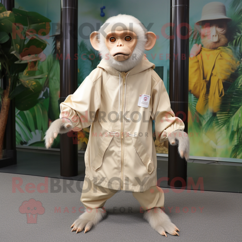 Personaje de traje de mascota mono capuchino blanco vestido con una camisa  abotonada y anteojos - Disfraces de mascotas -  Tamaño L  (175-180 CM)