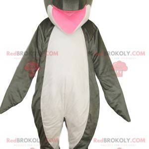 Super glad vit och grå delfin maskot - Redbrokoly.com