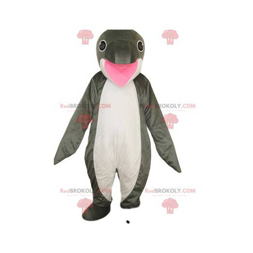 Super glad vit och grå delfin maskot - Redbrokoly.com