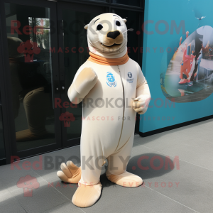 Cream Sea Lion maskot...