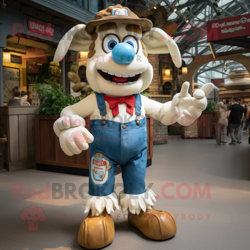 Cream Goulash mascot costume character dressed with a Denim Shorts and Anklets