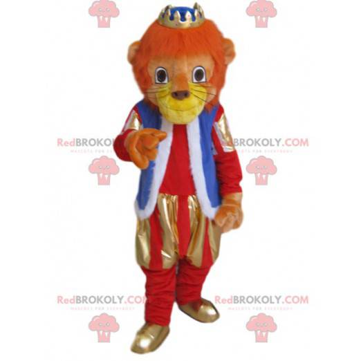 Löwenmaskottchen mit Outfit und goldener Krone - Redbrokoly.com