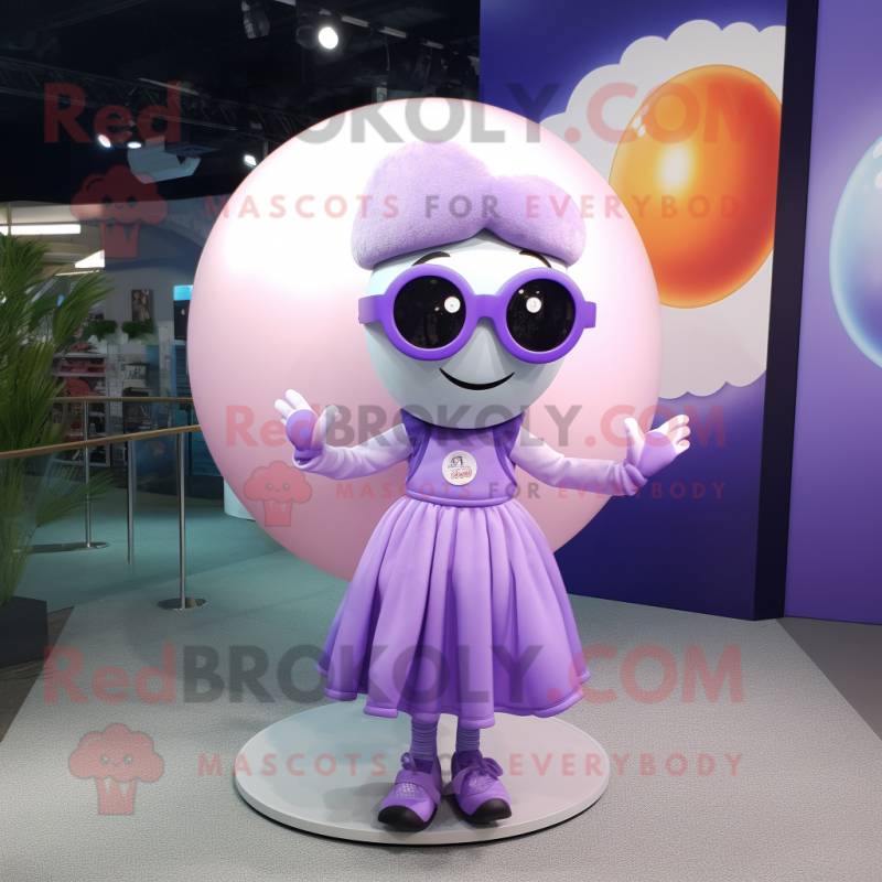 Lavender Juggle mascot costume character dressed with a Circle Skirt and Sunglasses