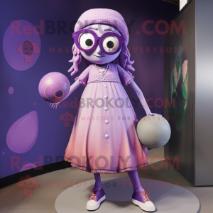 Lavender Juggle mascot costume character dressed with a Circle Skirt and Sunglasses