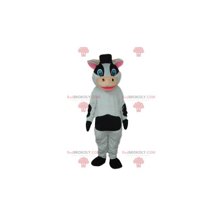 Zwart-witte koe mascotte met een hoed - Redbrokoly.com Zwart-witte koe mascotte met een hoed - Redbrokoly.com
