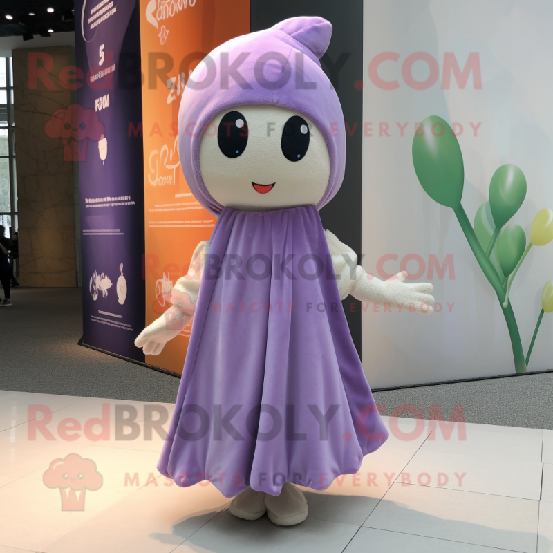 Lavender Miso Soup mascot costume character dressed with a Wrap Skirt and Hairpins Lavender Miso Soup mascot costume character dressed with a Wrap Skirt and Hairpins