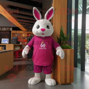 Magenta kanin maskot drakt...