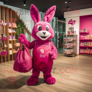 Magenta kanin maskot drakt...