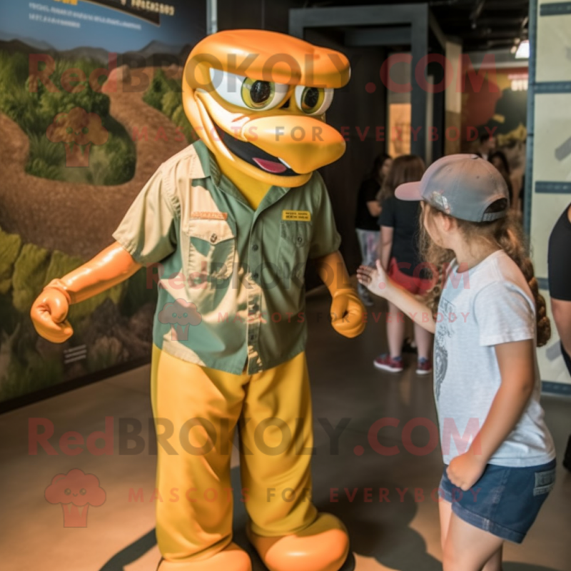 Rust Anaconda mascot costume character dressed with a Cargo Shorts and Watches