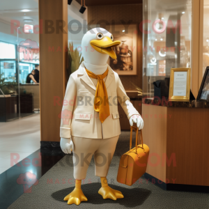 Gold Seagull maskot kostume...