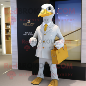 Gold Seagull maskot kostume...