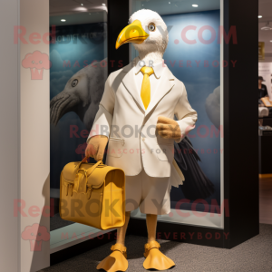 Gold Seagull maskot kostume...