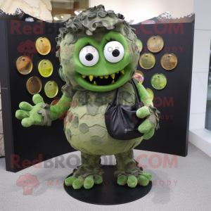 Olive Frankenstein'S Monster mascot costume character dressed with a Bodysuit and Coin purses